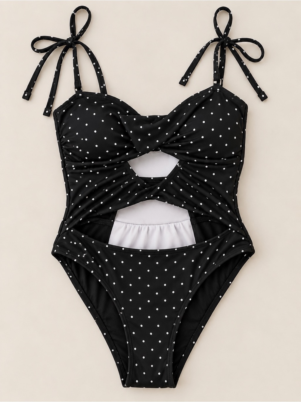 Cupshe x JoJo Fletcher Black Polka Dot Cutout One Piece Swimsuit Size M
